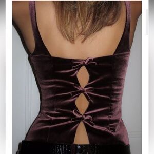 Zara Maroon Back Tie Top